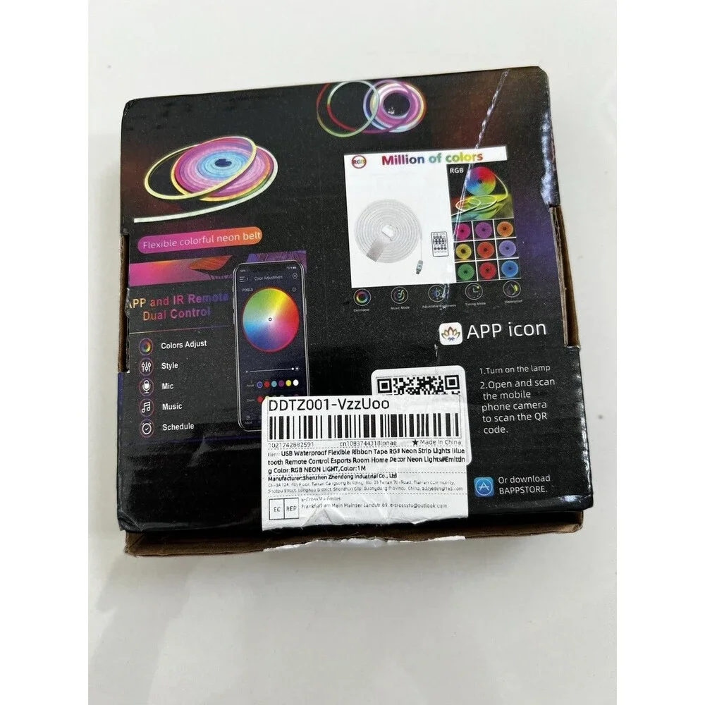 USB Waterproof Flexible RGB Neon Strip Lights Bluetooth Remote App NEW 1m/3.3ft